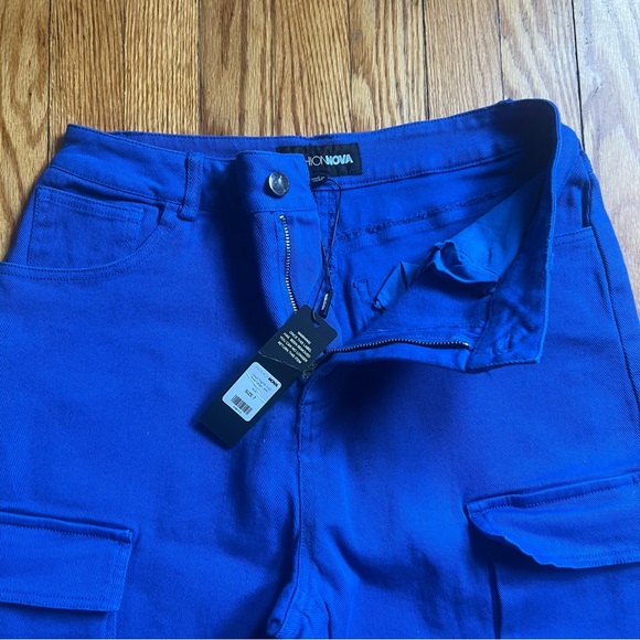 Fashion Nova Tokyo Nights High Rise Cargo Jeans Blue Size 7 NWT - Picture 7 of 13